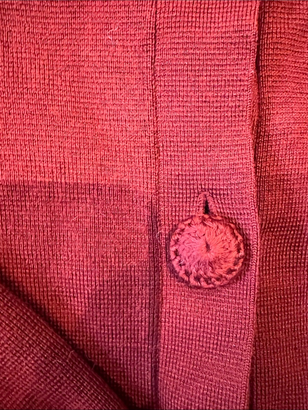 Sezane Deep Red Button-Up Knit Jacket - Picture 4 of 4